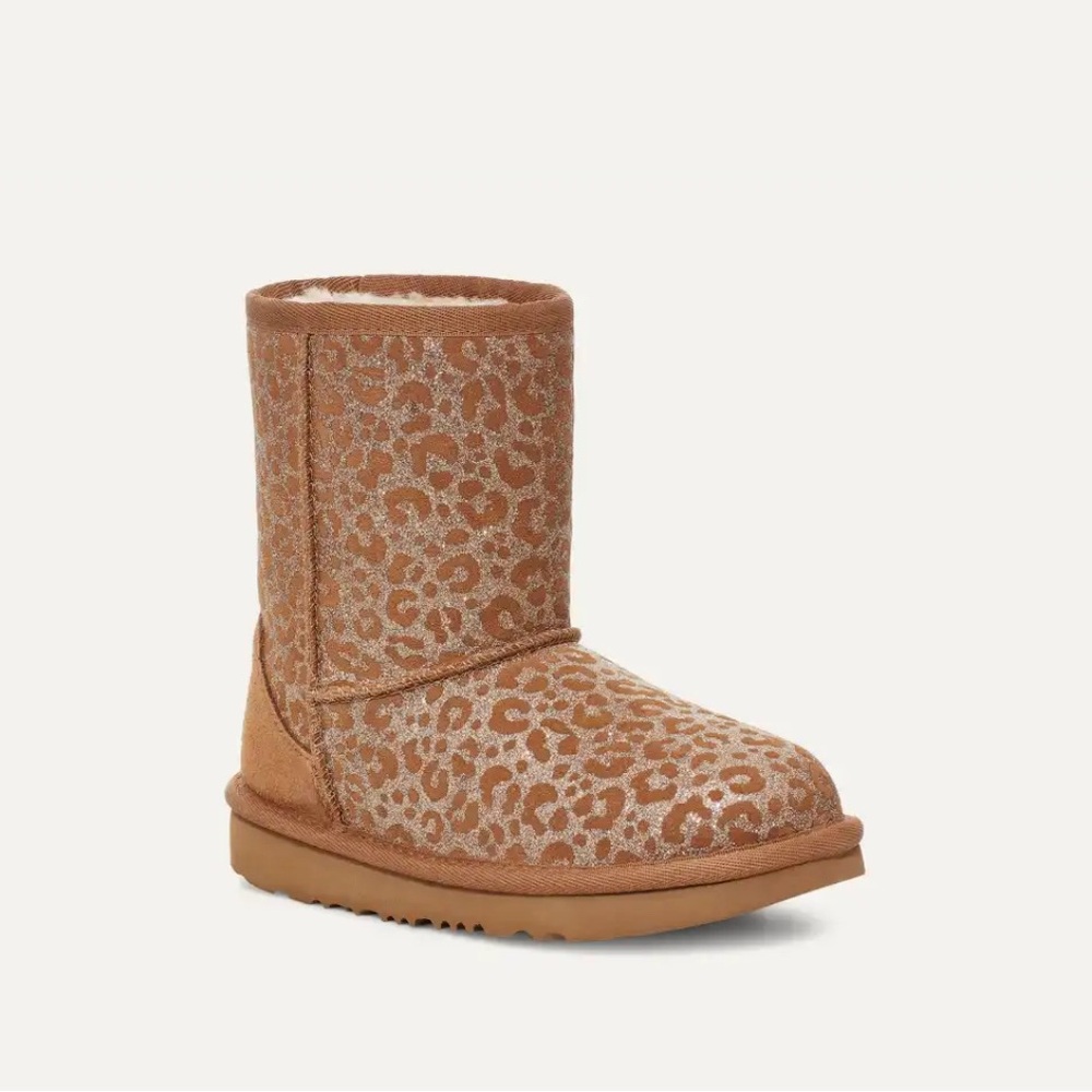 Ugg Classic II Glitter Leopard - Girls Size 4 - Chestnut color